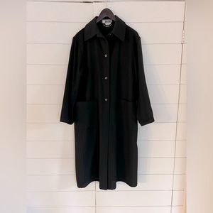 Salvatore Ferragamo Black Wool & Cashmere Blend Lightweight Collared Coat
